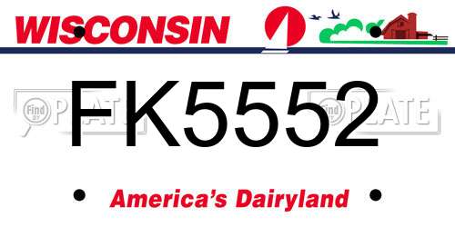 FK5552 Wisconsin License Plate