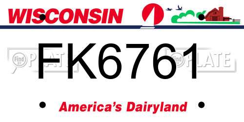 FK6761 Wisconsin License Plate