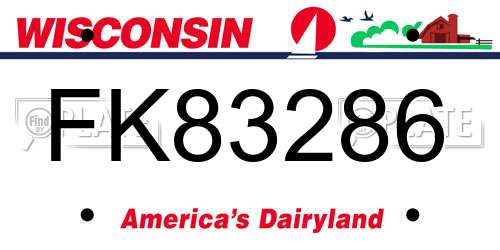 FK83286 Wisconsin License Plate