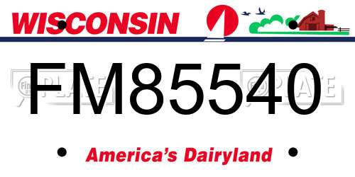 FM85540 Wisconsin License Plate