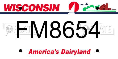 FM8654 Wisconsin License Plate