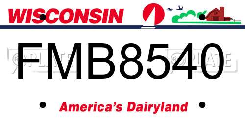 FMB8540 Wisconsin License Plate