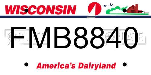 FMB8840 Wisconsin License Plate