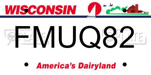 FMUQ82 Wisconsin License Plate