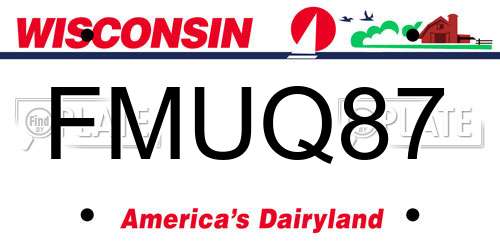 FMUQ87 Wisconsin License Plate