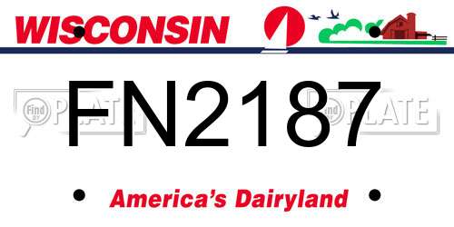 FN2187 Wisconsin License Plate