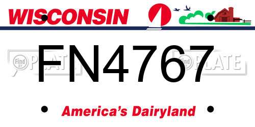 FN4767 Wisconsin License Plate
