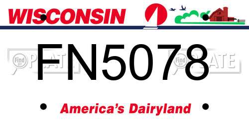 FN5078 Wisconsin License Plate
