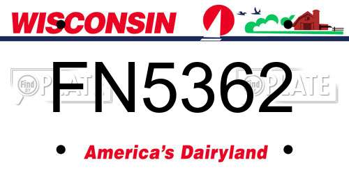 FN5362 Wisconsin License Plate