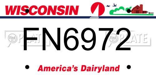 FN6972 Wisconsin License Plate