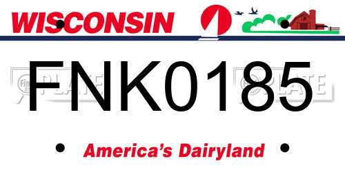 FNK0185 Wisconsin License Plate