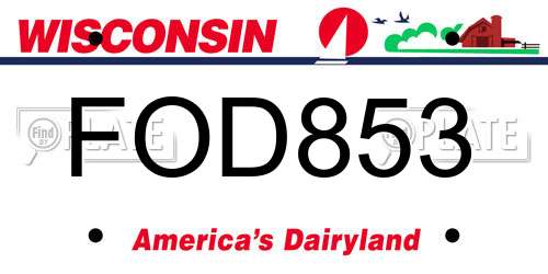 FOD853 Wisconsin License Plate