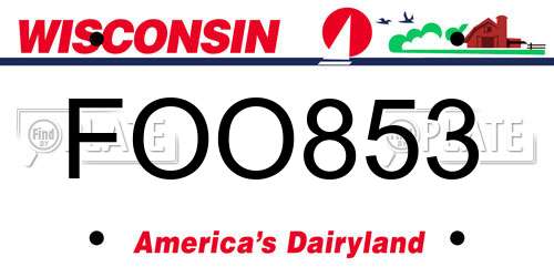 FOO853 Wisconsin License Plate