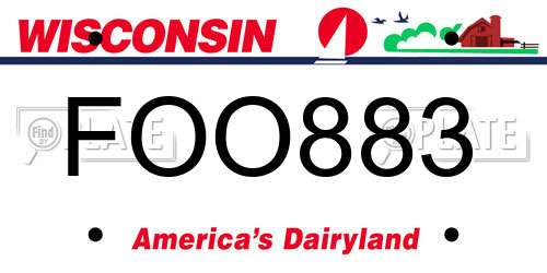 FOO883 Wisconsin License Plate
