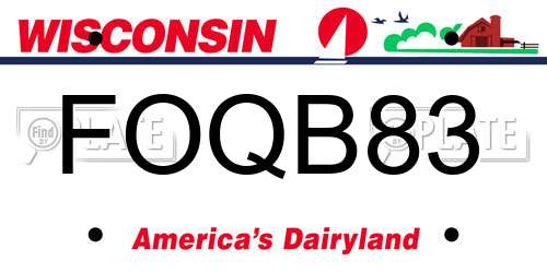 FOQB83 Wisconsin License Plate