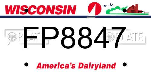 FP8847 Wisconsin License Plate