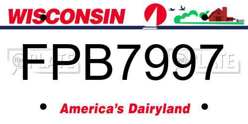 FPB7997 Wisconsin License Plate
