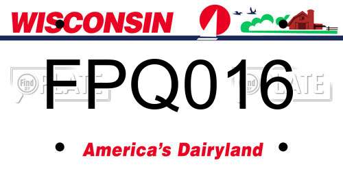 FPQ016 Wisconsin License Plate