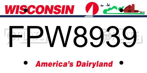 FPW8939 Wisconsin License Plate
