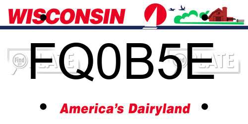 FQ0B5E Wisconsin License Plate