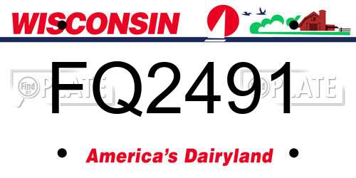 FQ2491 Wisconsin License Plate