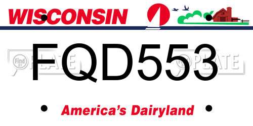 FQD553 Wisconsin License Plate