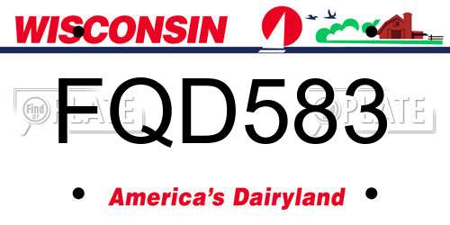 FQD583 Wisconsin License Plate