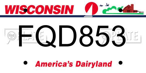 FQD853 Wisconsin License Plate