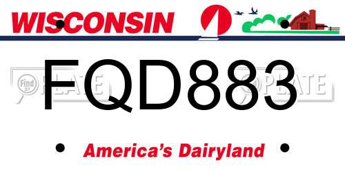 FQD883 Wisconsin License Plate