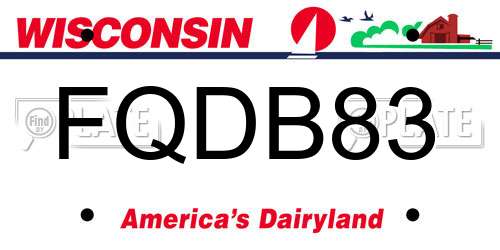 FQDB83 Wisconsin License Plate