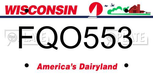 FQO553 Wisconsin License Plate