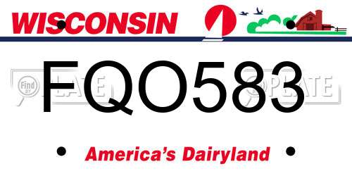 FQO583 Wisconsin License Plate