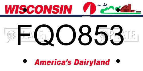 FQO853 Wisconsin License Plate