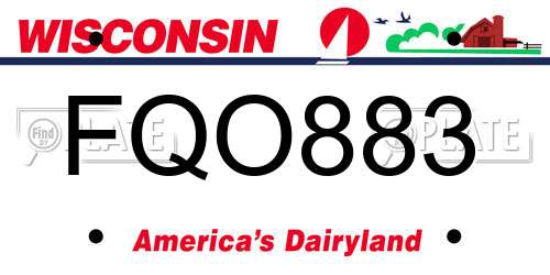 FQO883 Wisconsin License Plate