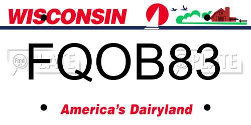 FQOB83 Wisconsin License Plate