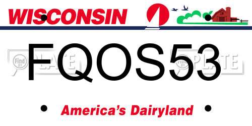 FQOS53 Wisconsin License Plate