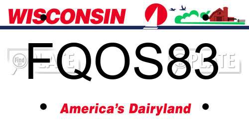 FQOS83 Wisconsin License Plate