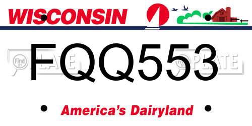 FQQ553 Wisconsin License Plate