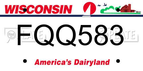 FQQ583 Wisconsin License Plate