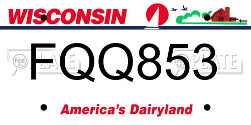 FQQ853 Wisconsin License Plate