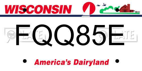 FQQ85E Wisconsin License Plate