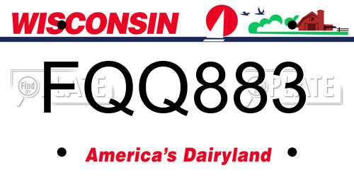 FQQ883 Wisconsin License Plate