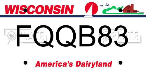 FQQB83 Wisconsin License Plate