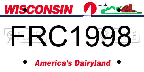 FRC1998 Wisconsin License Plate