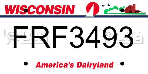 FRF3493 Wisconsin License Plate