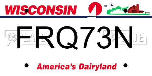 FRQ73N Wisconsin License Plate
