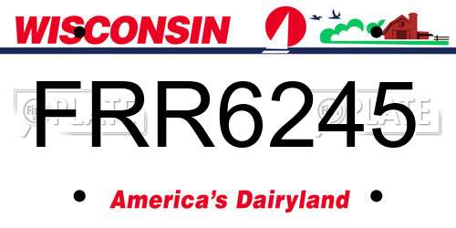 FRR6245 Wisconsin License Plate