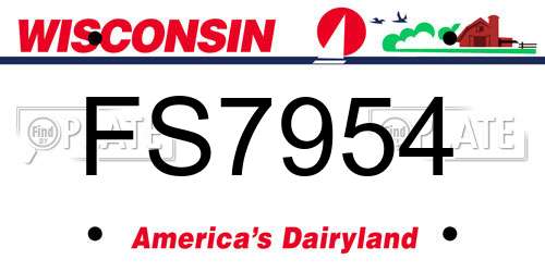 FS7954 Wisconsin License Plate