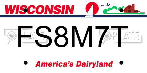 FS8M7T Wisconsin License Plate