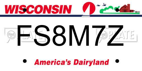 FS8M7Z Wisconsin License Plate